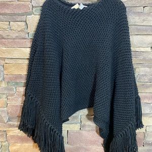 NWT Michael Kors “black” Thick Fringe Poncho
